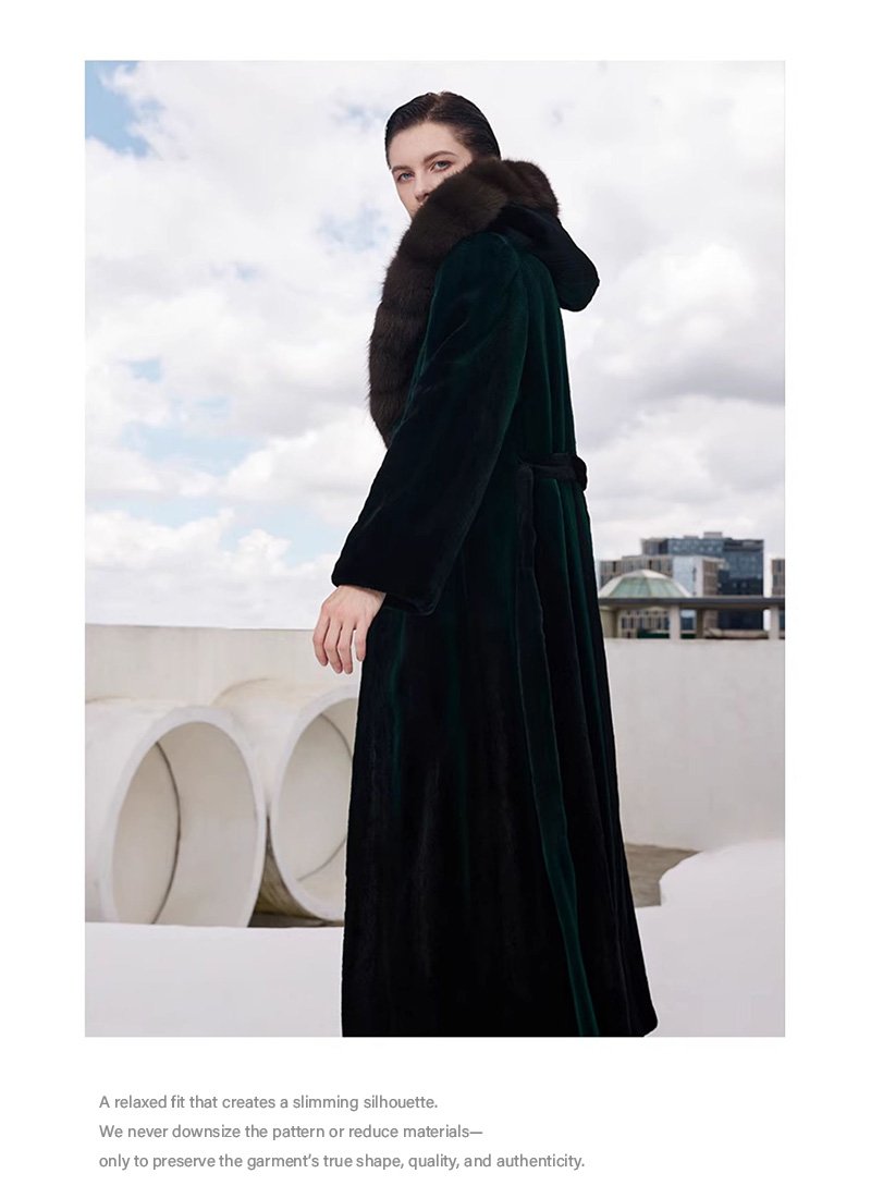 imported full pelt sable fur coat for women – over knee hooded design, 2025 new luxury collection