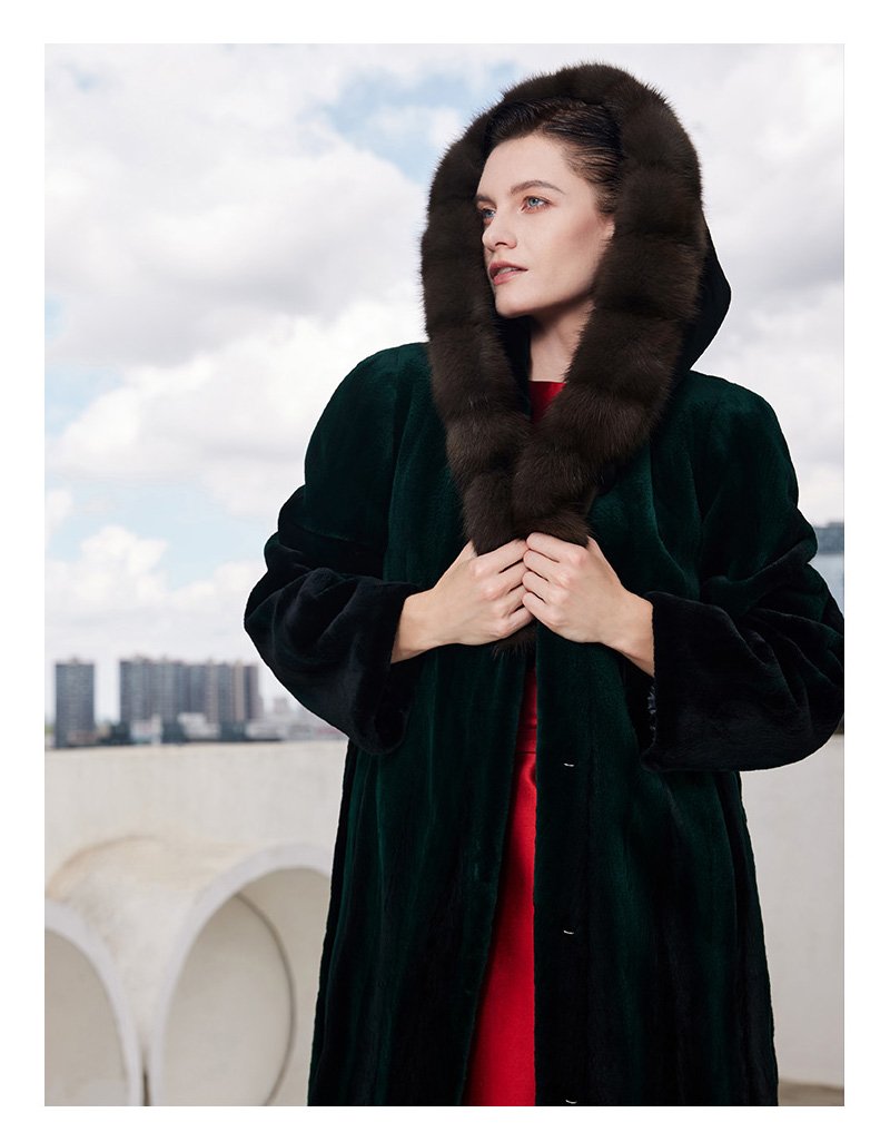 imported full pelt sable fur coat for women – over knee hooded design, 2025 new luxury collection