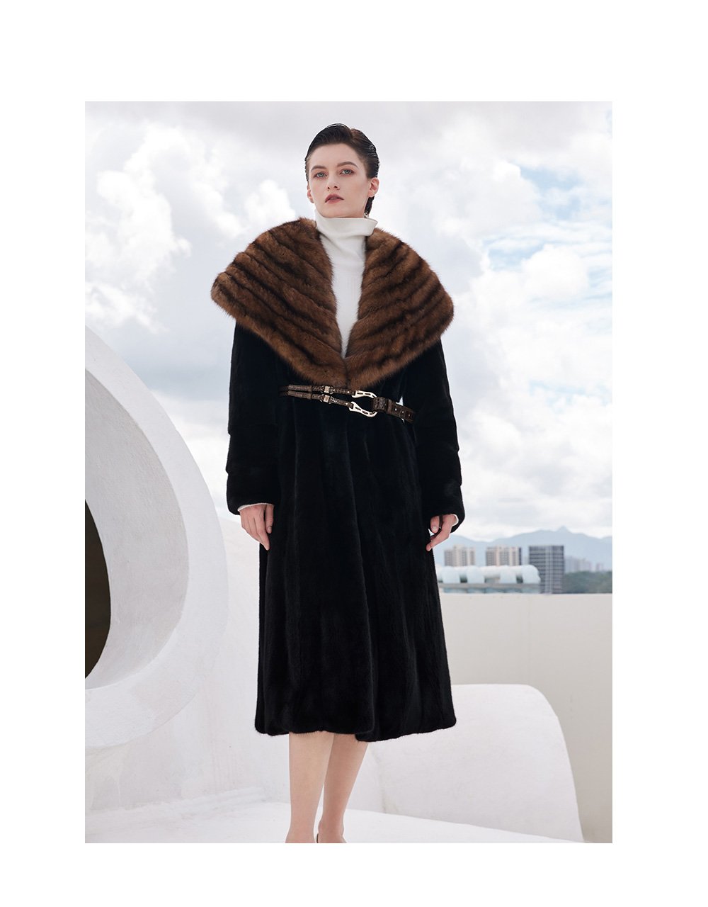 original design women’s full pelt mink fur coat – over knee long winter new collection