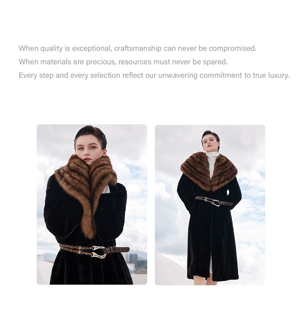 original design women’s full pelt mink fur coat – over knee long winter new collection
