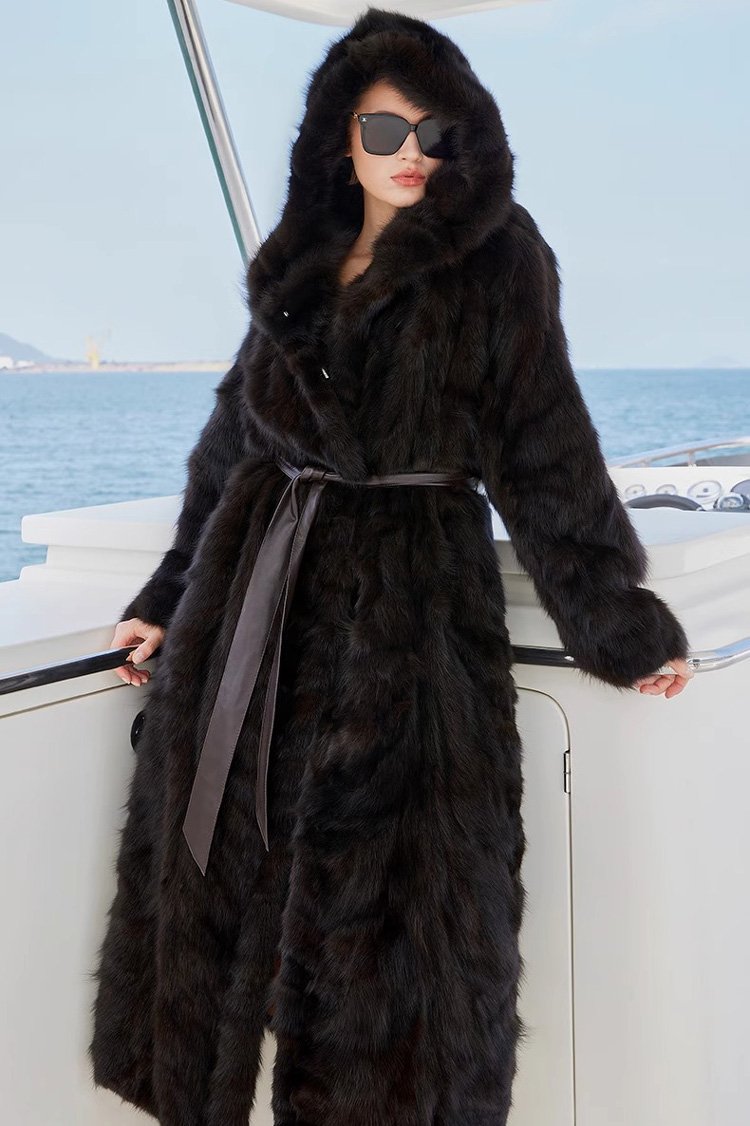original imported hooded russian sable coat for women — fashionable & youthful, new winter fur outerwear