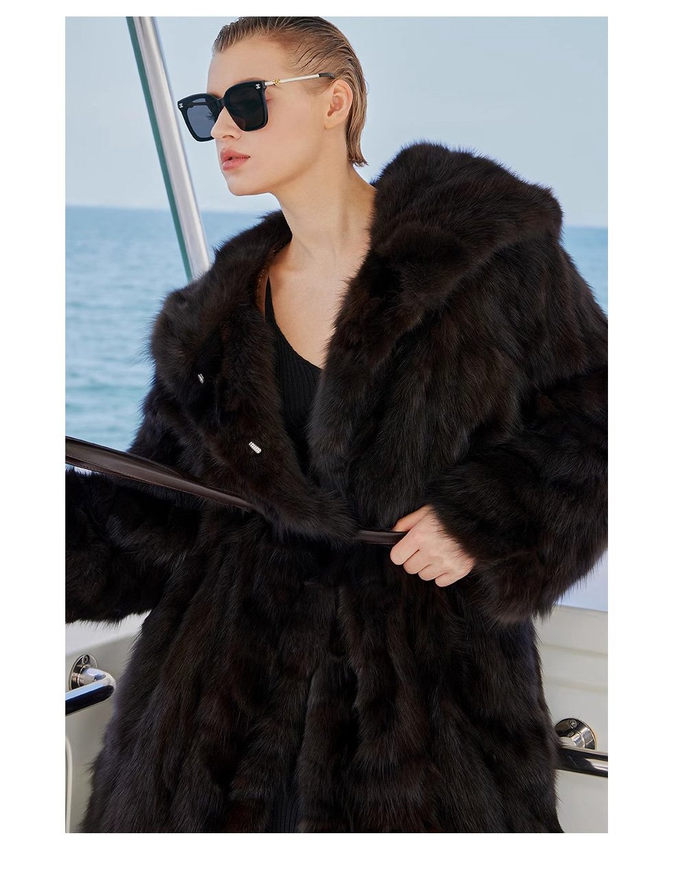 original imported hooded russian sable coat for women — fashionable & youthful, new winter fur outerwear