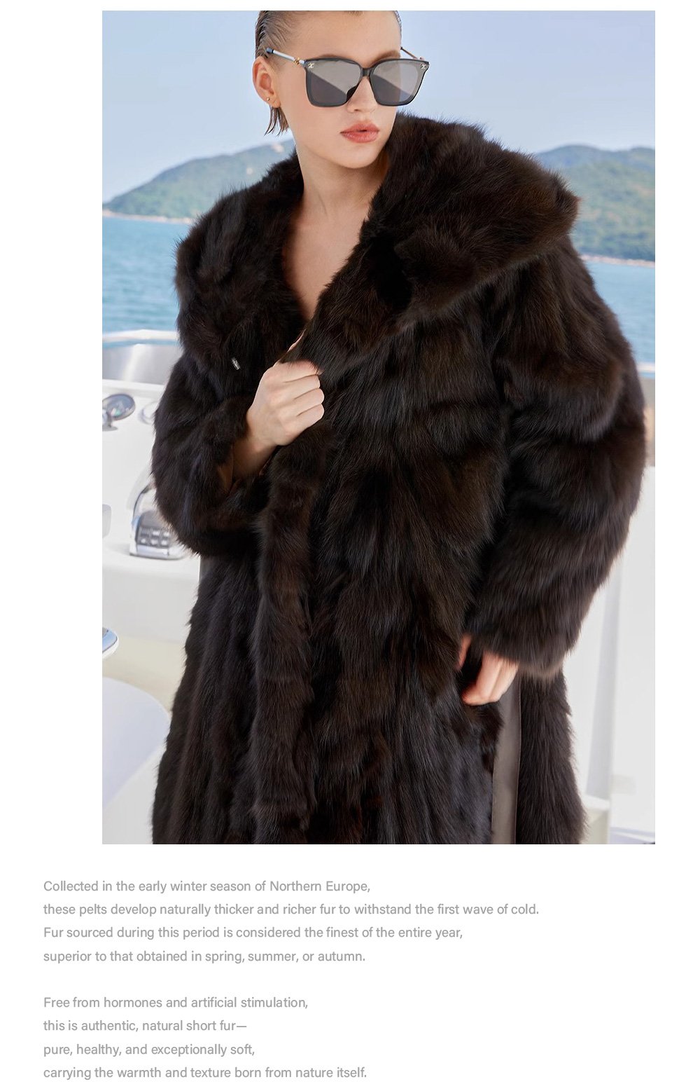 original imported hooded russian sable coat for women — fashionable & youthful, new winter fur outerwear