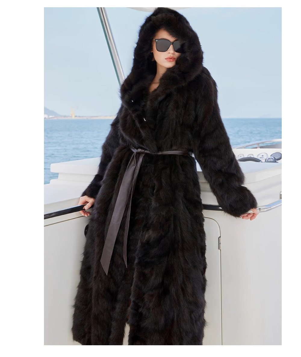 original imported hooded russian sable coat for women — fashionable & youthful, new winter fur outerwear