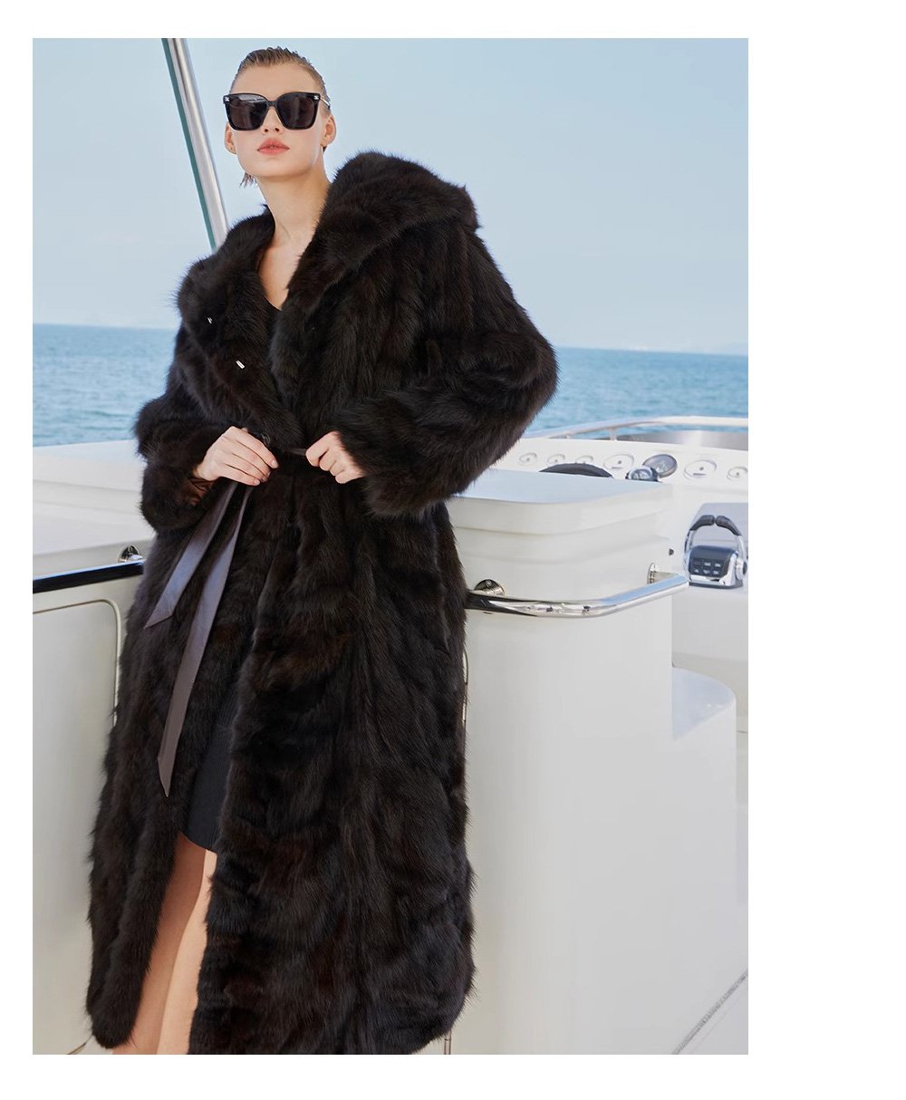 original imported hooded russian sable coat for women — fashionable & youthful, new winter fur outerwear