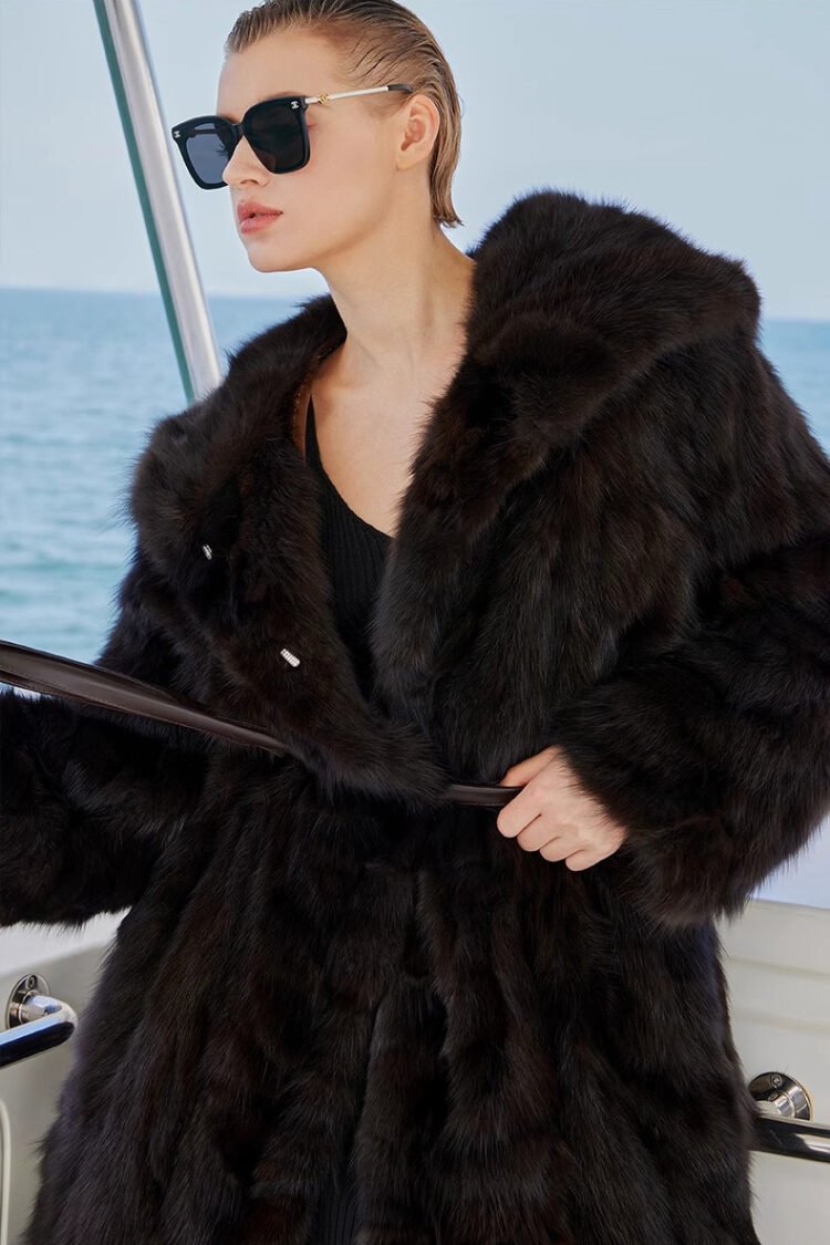 original imported hooded russian sable coat for women — fashionable & youthful, new winter fur outerwear