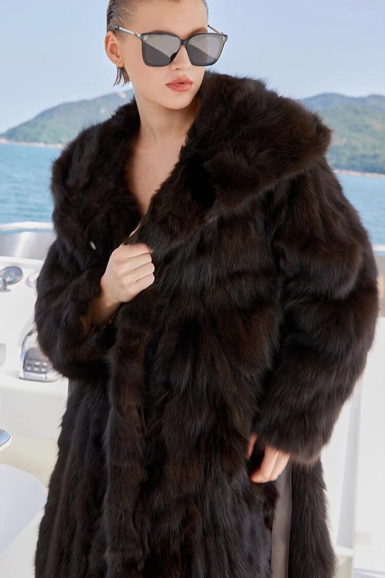 original imported hooded russian sable coat for women — fashionable & youthful, new winter fur outerwear