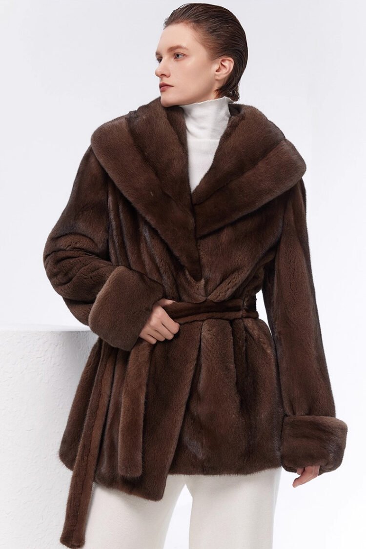 original vintage tone mink fur coat for women — imported full pelt design, fashionable & youthful new arrival