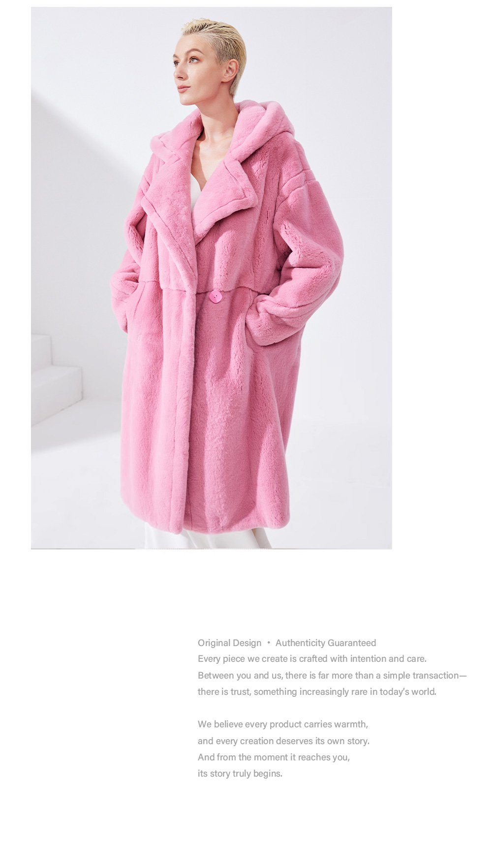 original “early winter chill” mink fur coat for women — youthful imported mink teddy bear style fur jacket