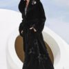 velvet mink fur coat for women — full pelt design with floral inlay, classic black, new arrival