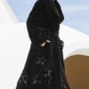 velvet mink fur coat for women — full pelt design with floral inlay, classic black, new arrival