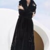 velvet mink fur coat for women — full pelt design with floral inlay, classic black, new arrival