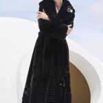 velvet mink fur coat for women — full pelt design with floral inlay, classic black, new arrival