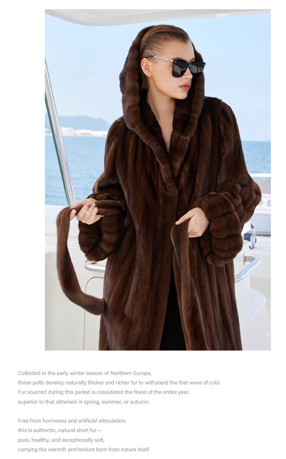 original “vintage editorial” mink fur coat for women — retro hooded full pelt design, imported new arrival