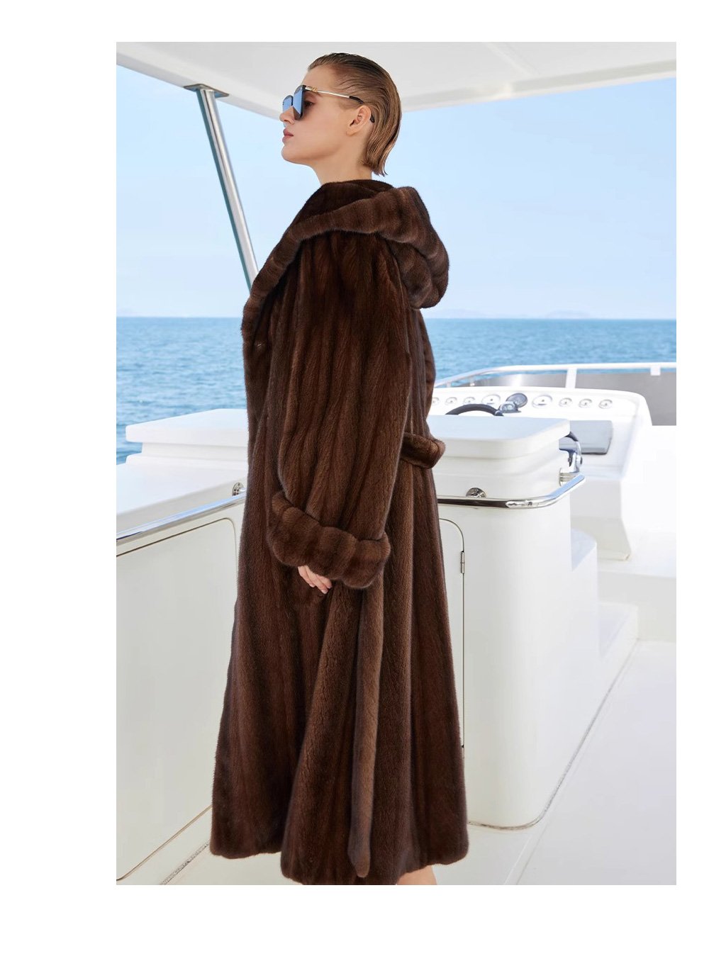 original “vintage editorial” mink fur coat for women — retro hooded full pelt design, imported new arrival