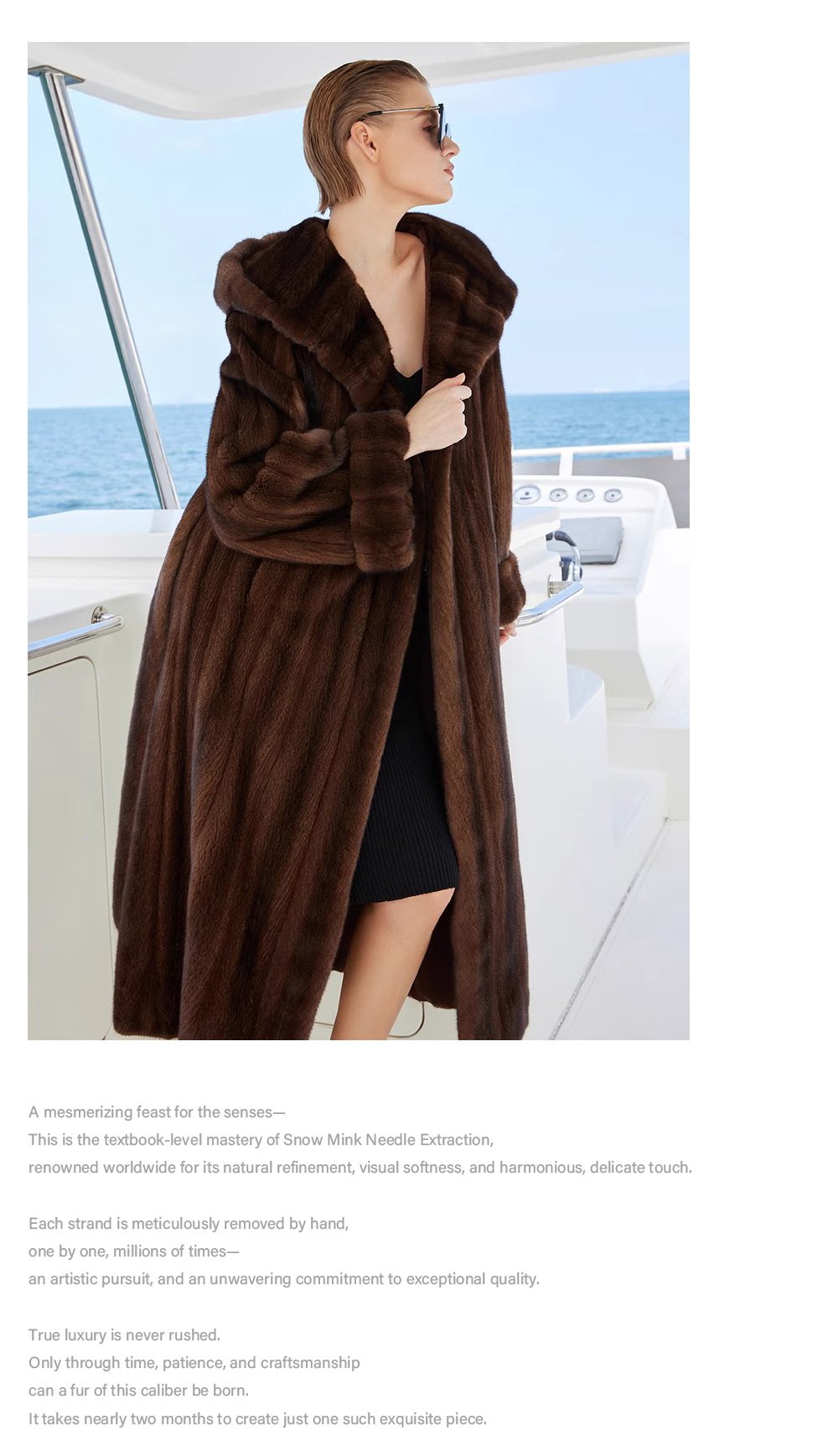 original “vintage editorial” mink fur coat for women — retro hooded full pelt design, imported new arrival
