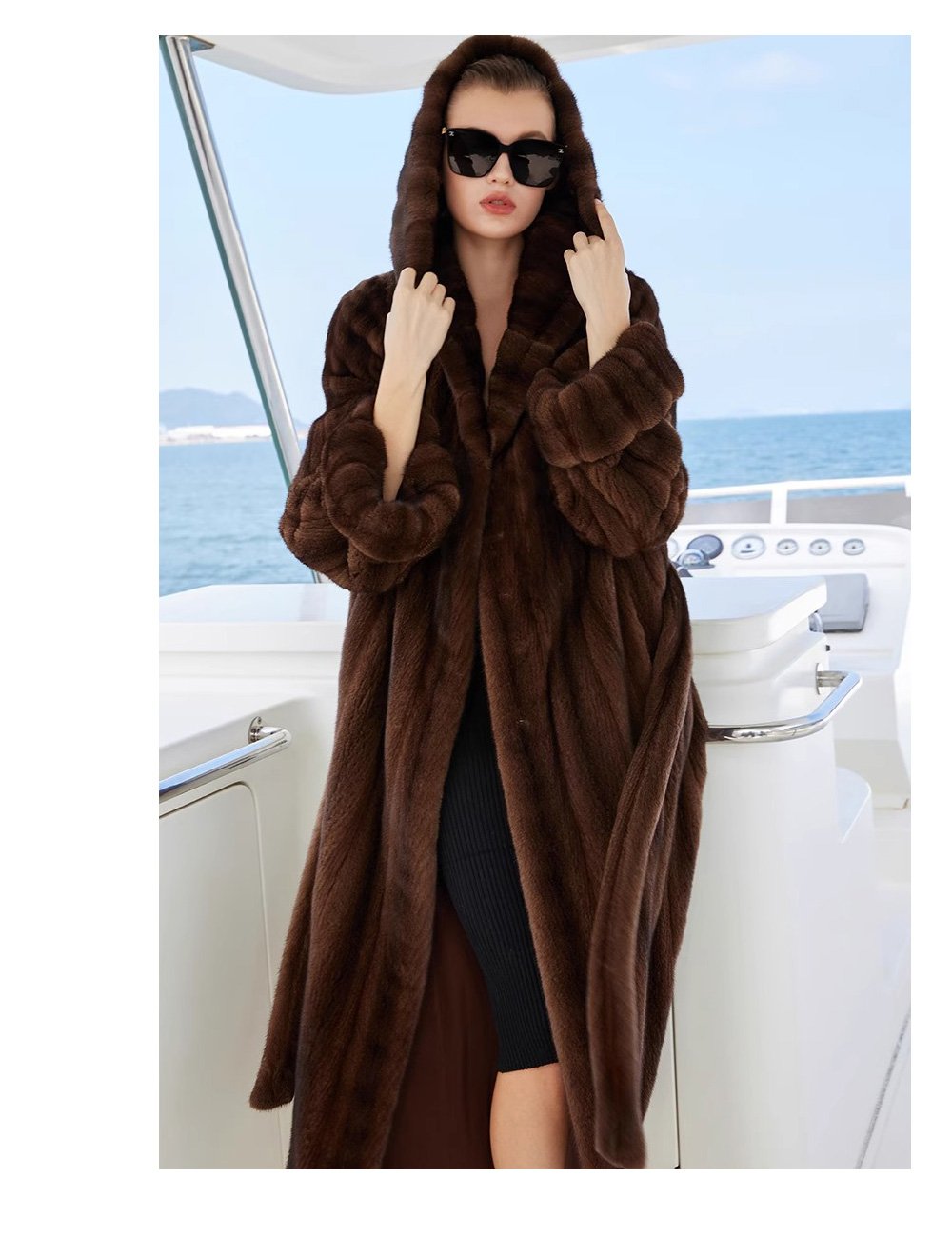 original “vintage editorial” mink fur coat for women — retro hooded full pelt design, imported new arrival