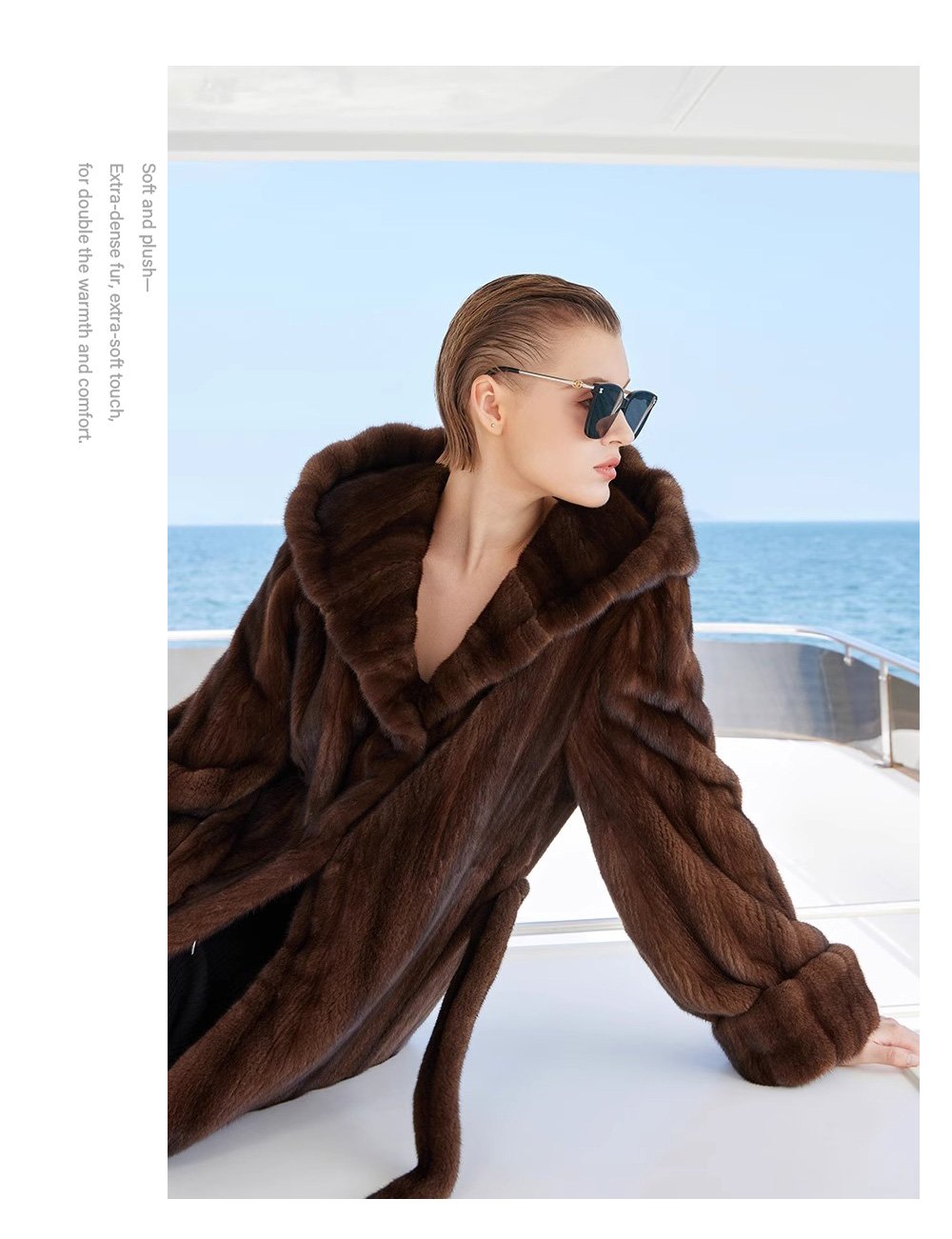 original “vintage editorial” mink fur coat for women — retro hooded full pelt design, imported new arrival