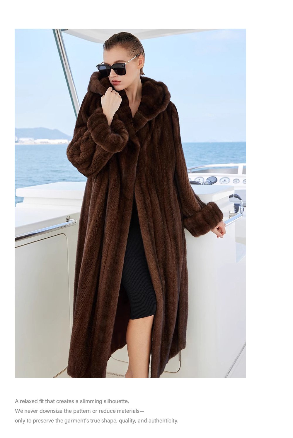 original “vintage editorial” mink fur coat for women — retro hooded full pelt design, imported new arrival