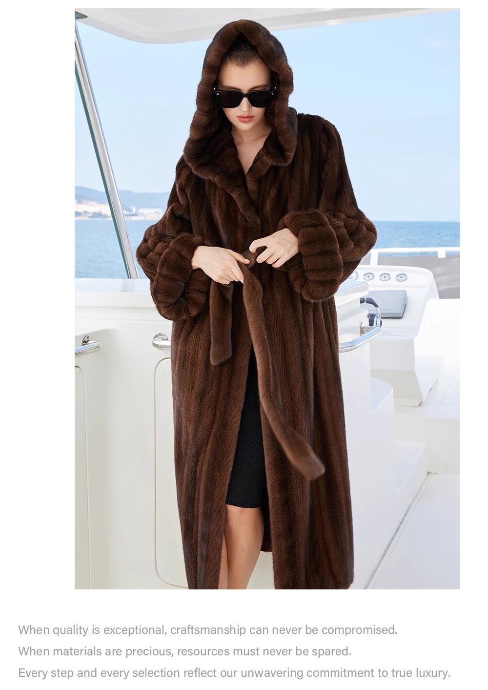 original “vintage editorial” mink fur coat for women — retro hooded full pelt design, imported new arrival