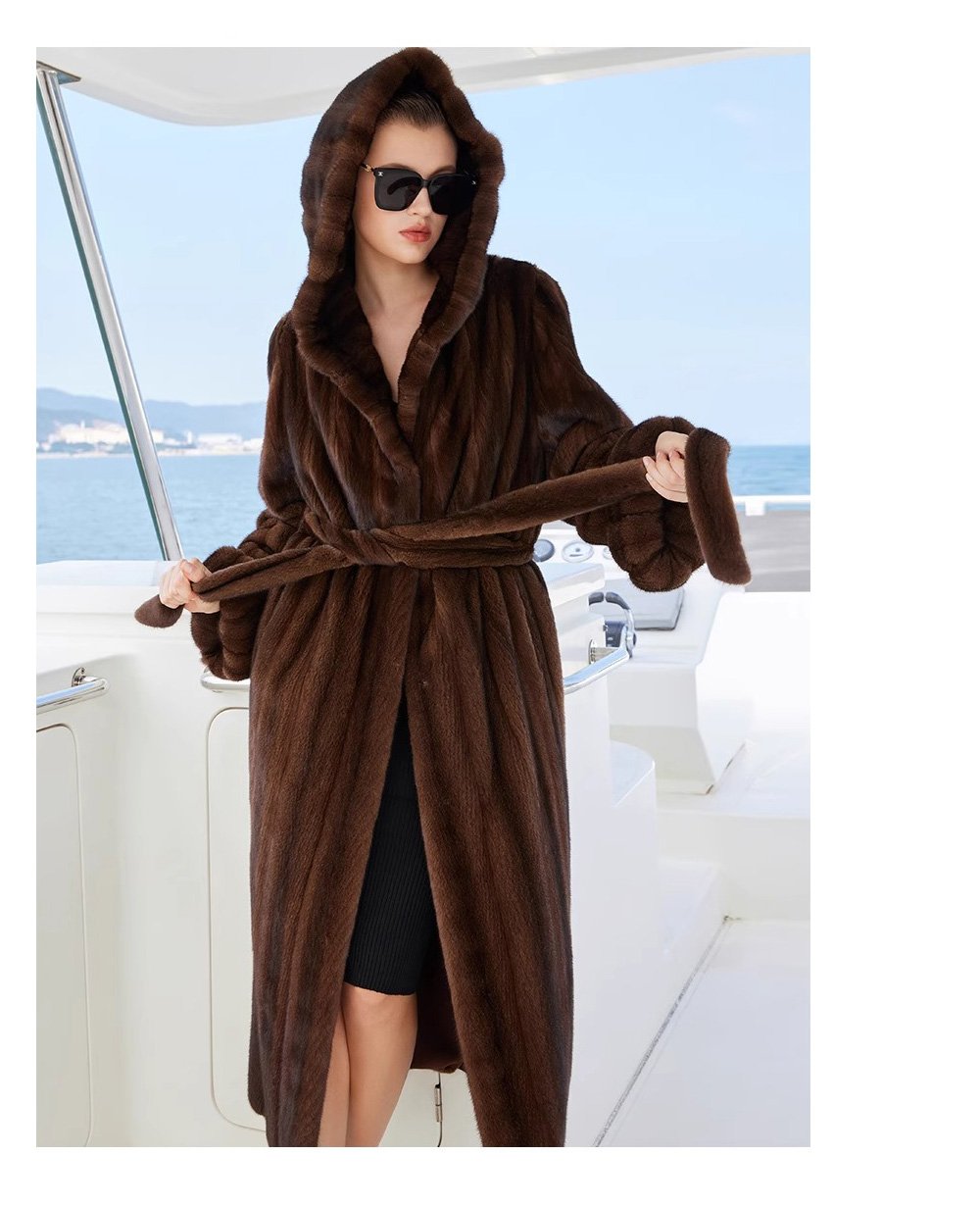 original “vintage editorial” mink fur coat for women — retro hooded full pelt design, imported new arrival