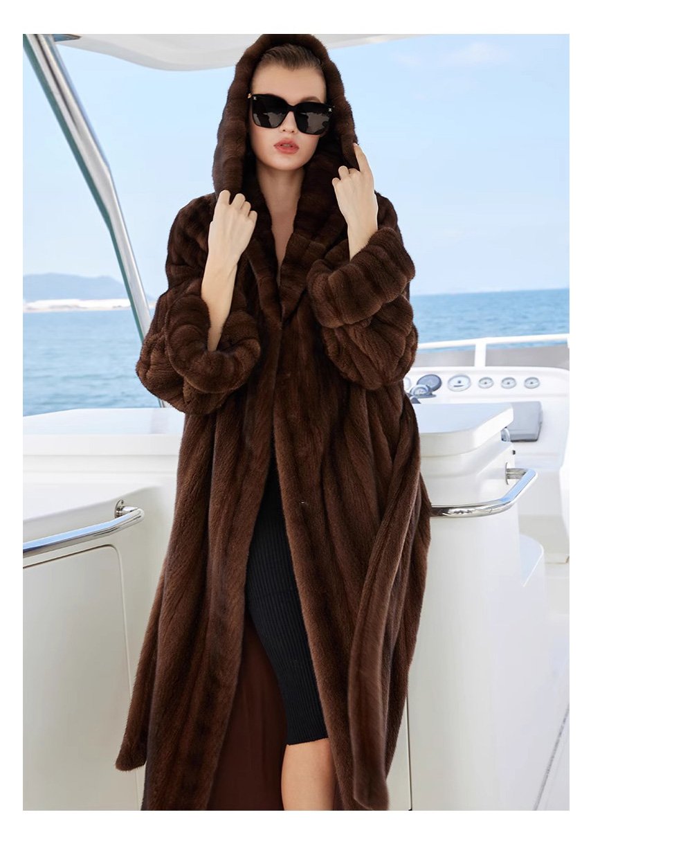 original “vintage editorial” mink fur coat for women — retro hooded full pelt design, imported new arrival