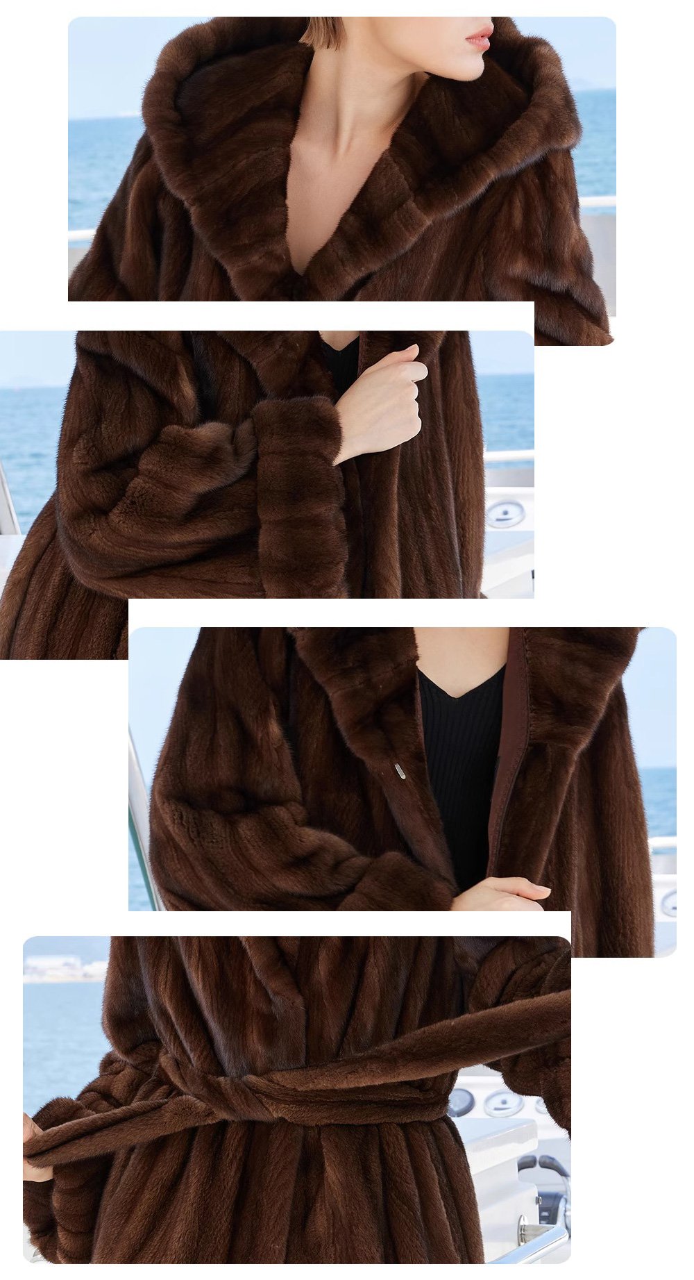 original “vintage editorial” mink fur coat for women — retro hooded full pelt design, imported new arrival