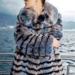 original “blue toned dream” imported fox fur coat for women — mid length full skin fur jacket, new autumn/winter collection
