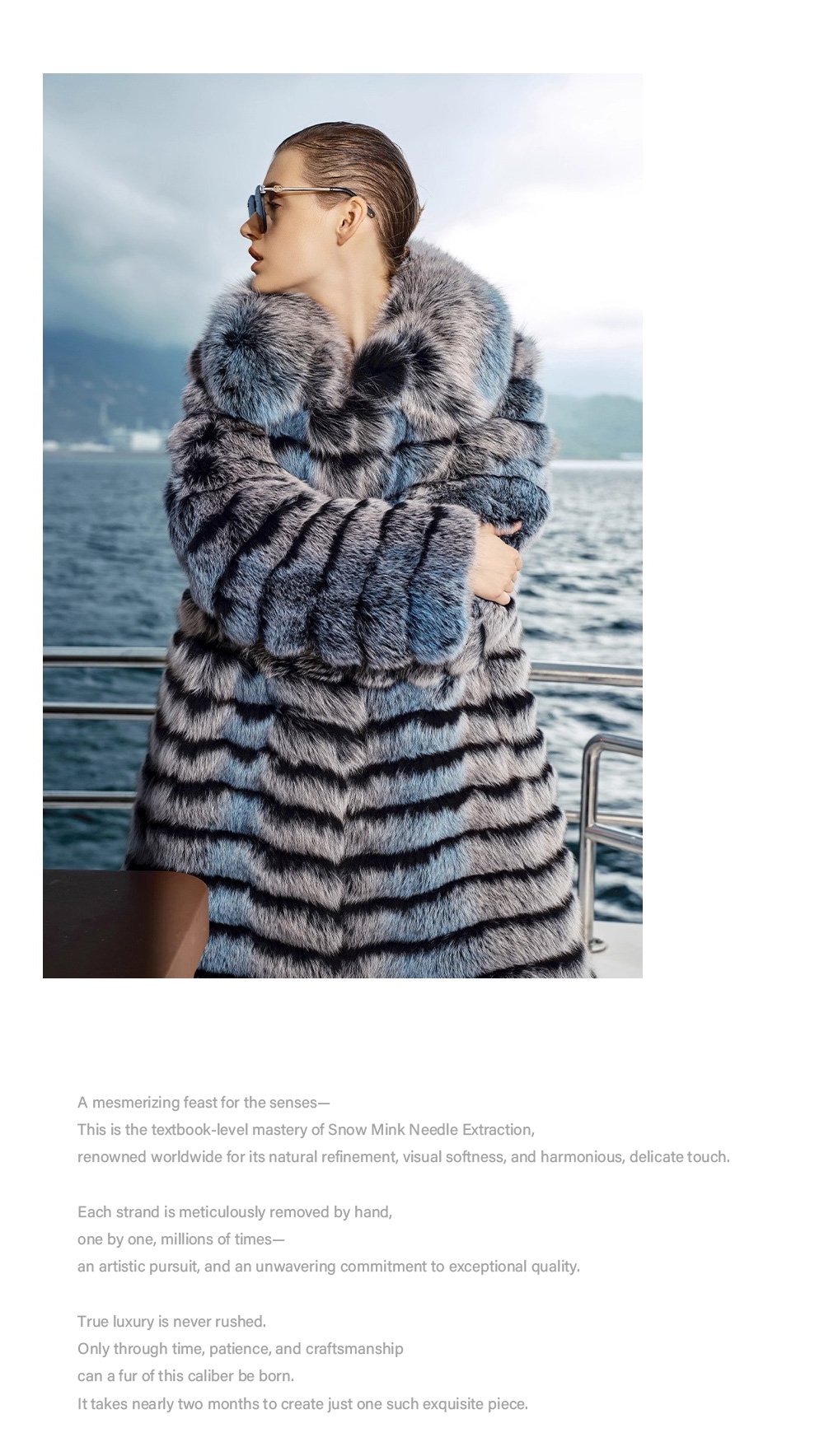 original “blue toned dream” imported fox fur coat for women — mid length full skin fur jacket, new autumn/winter collection