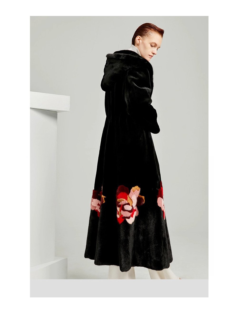 women’s imported full pelt mink fur coat — 2025 new long style with european/american print, fashion winter outerwear