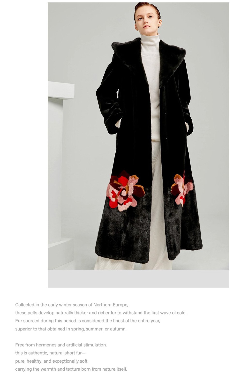 women’s imported full pelt mink fur coat — 2025 new long style with european/american print, fashion winter outerwear