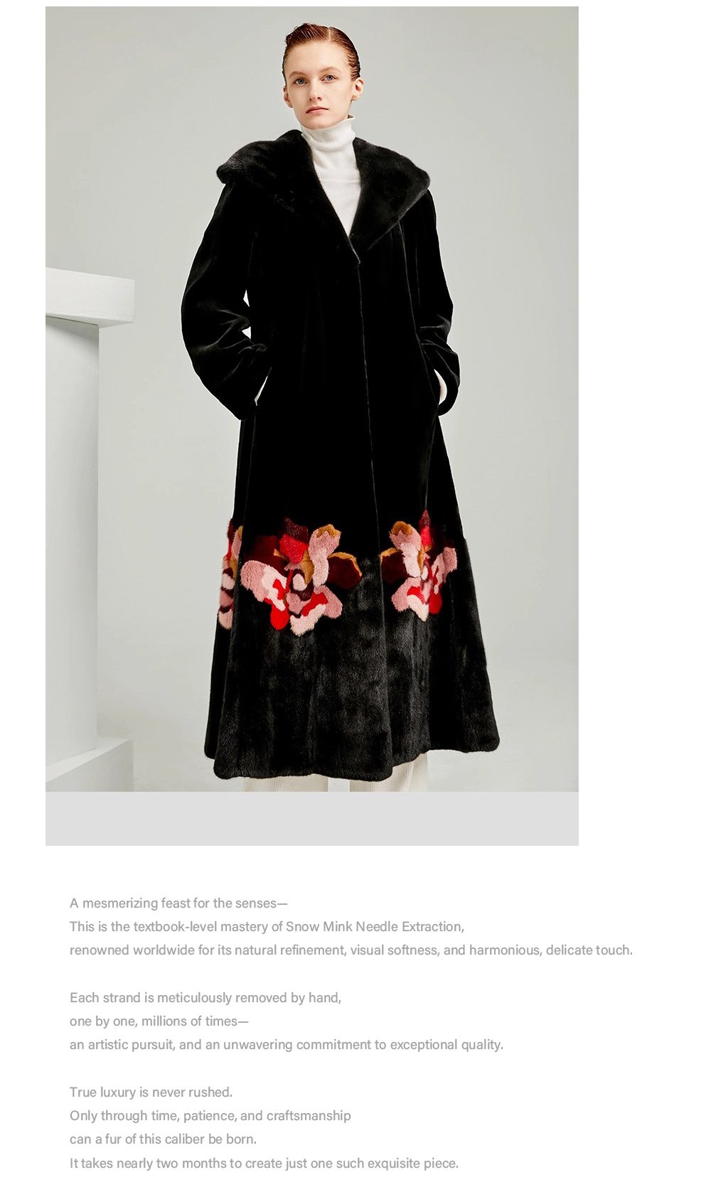 women’s imported full pelt mink fur coat — 2025 new long style with european/american print, fashion winter outerwear