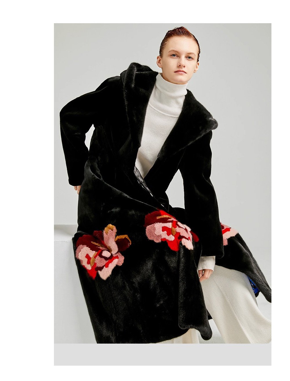 women’s imported full pelt mink fur coat — 2025 new long style with european/american print, fashion winter outerwear