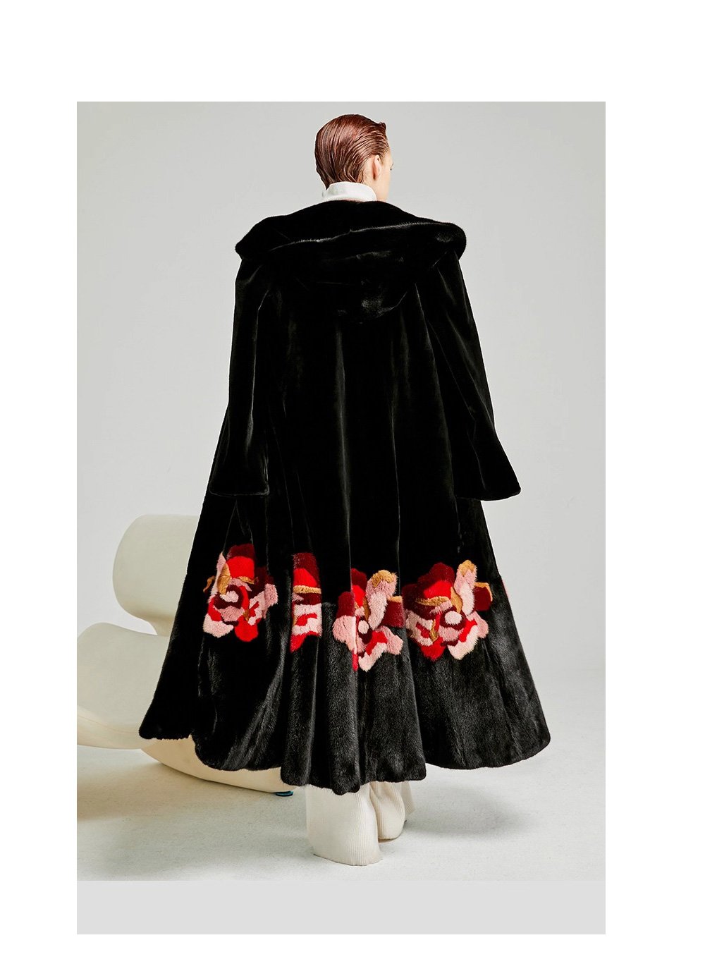 women’s imported full pelt mink fur coat — 2025 new long style with european/american print, fashion winter outerwear