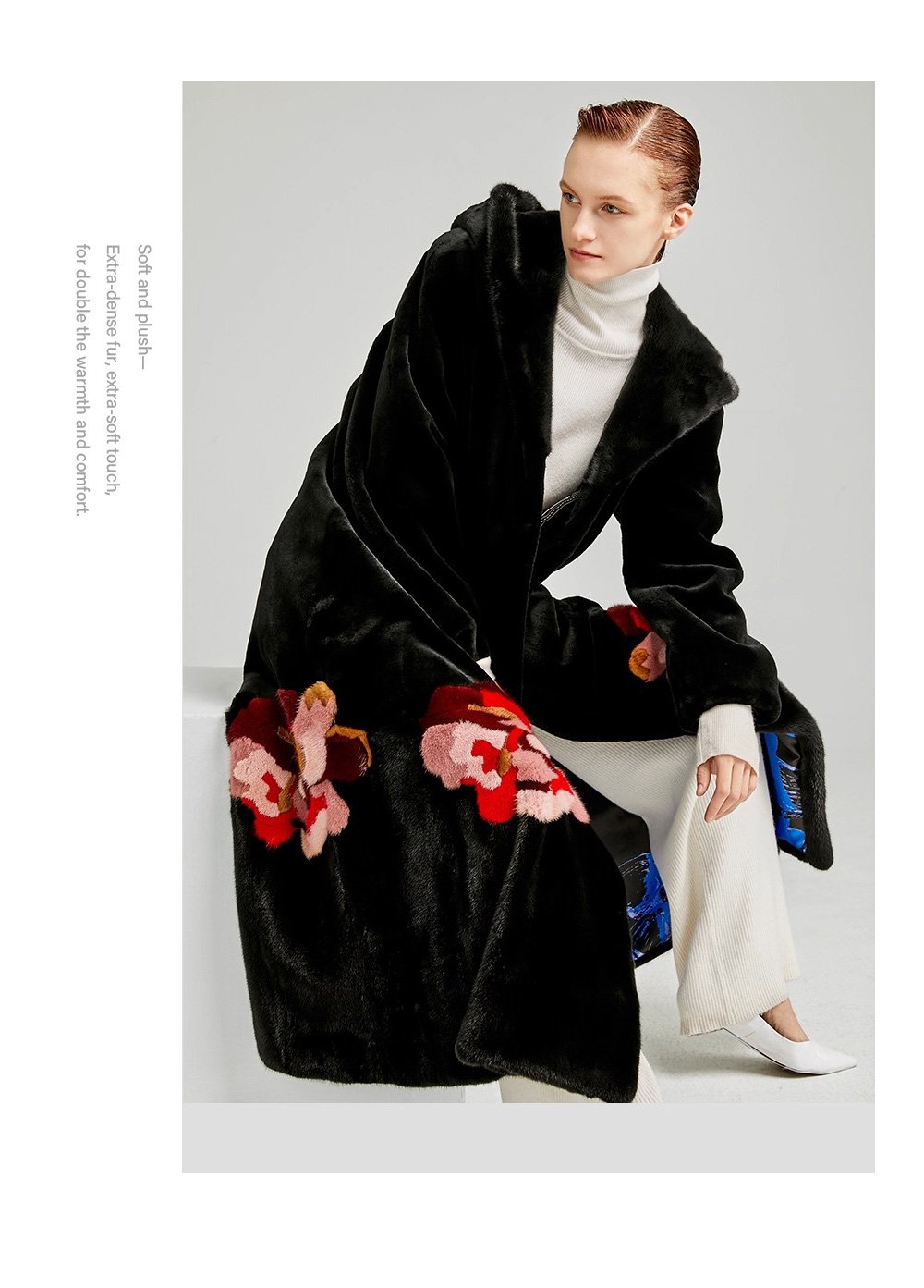 women’s imported full pelt mink fur coat — 2025 new long style with european/american print, fashion winter outerwear