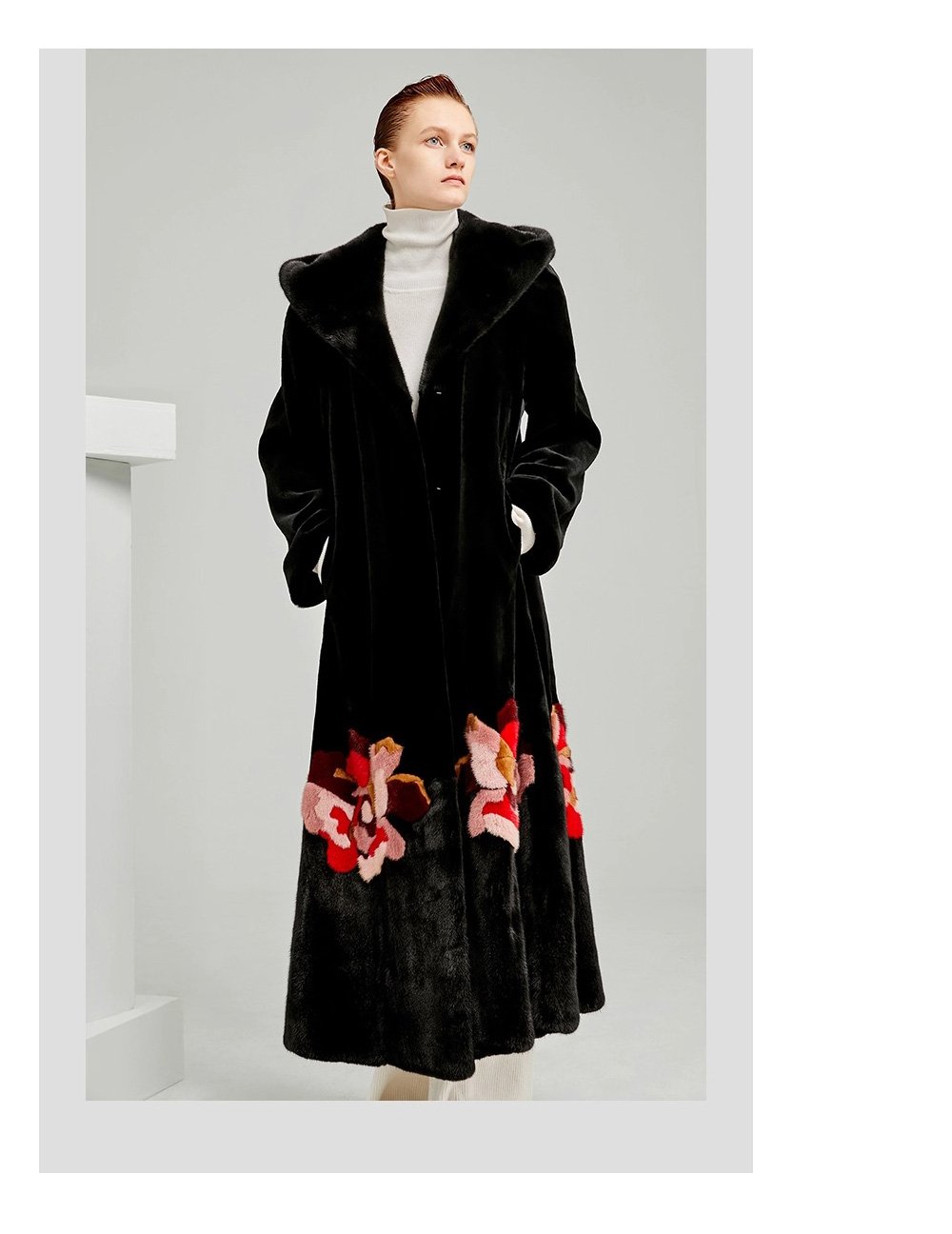 women’s imported full pelt mink fur coat — 2025 new long style with european/american print, fashion winter outerwear