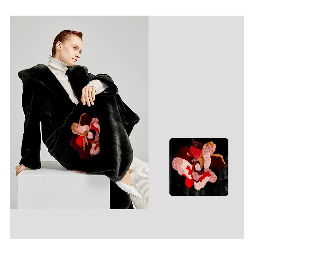 women’s imported full pelt mink fur coat — 2025 new long style with european/american print, fashion winter outerwear