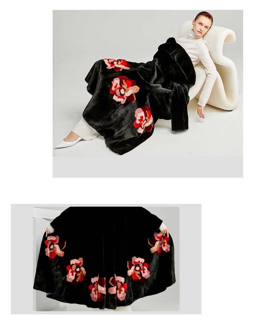 women’s imported full pelt mink fur coat — 2025 new long style with european/american print, fashion winter outerwear