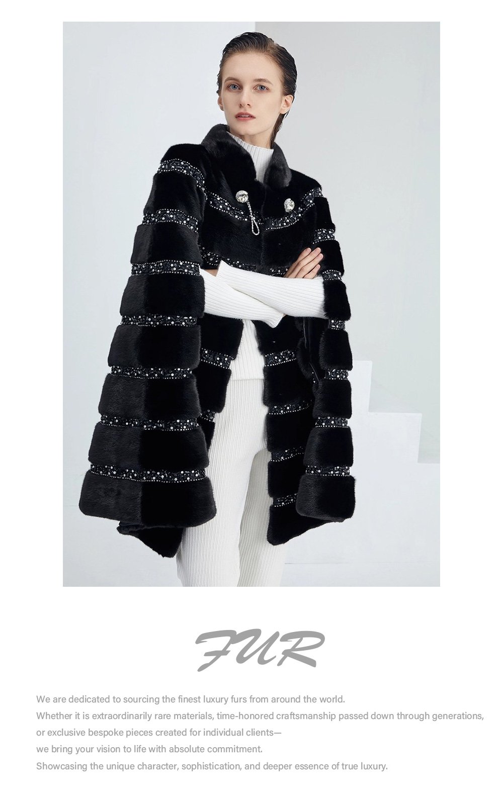 high end “love at first sight” imported full pelt mink fur shawl coat for women — new fashion mink fur outerwear