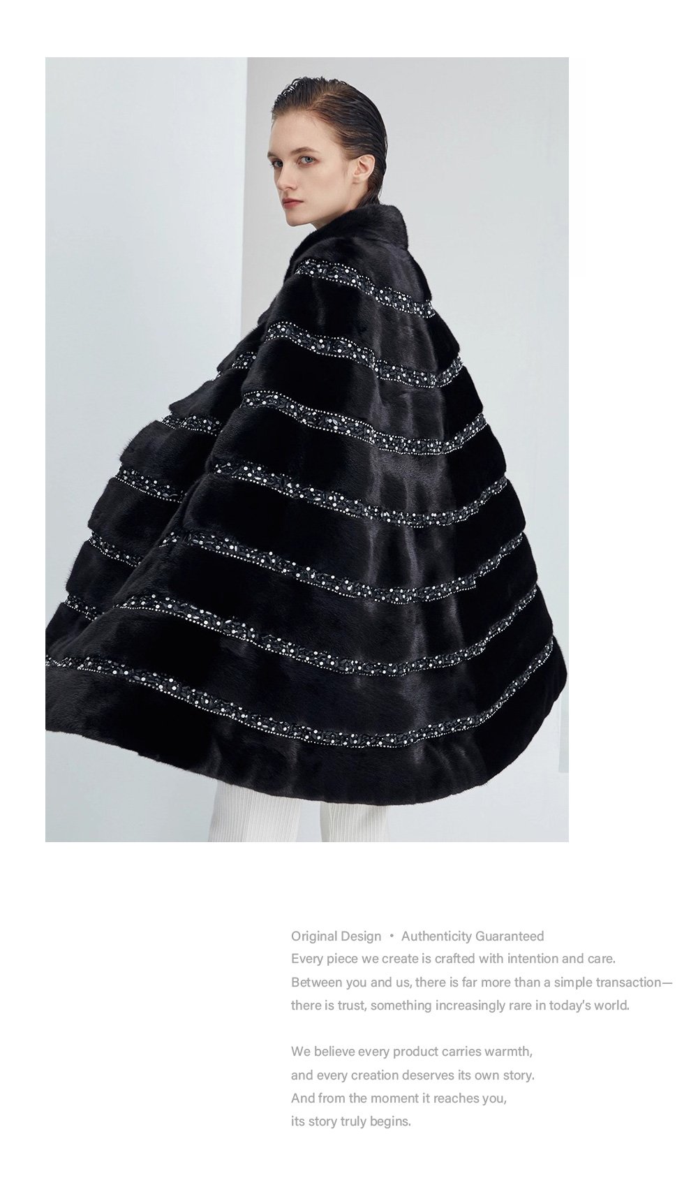 high end “love at first sight” imported full pelt mink fur shawl coat for women — new fashion mink fur outerwear