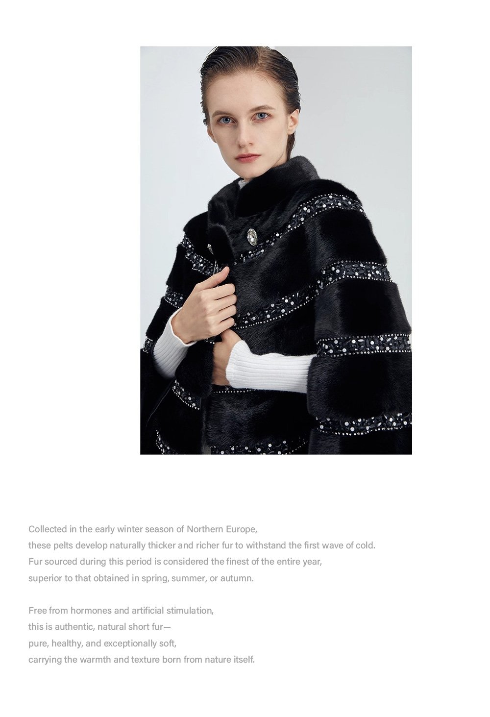 high end “love at first sight” imported full pelt mink fur shawl coat for women — new fashion mink fur outerwear