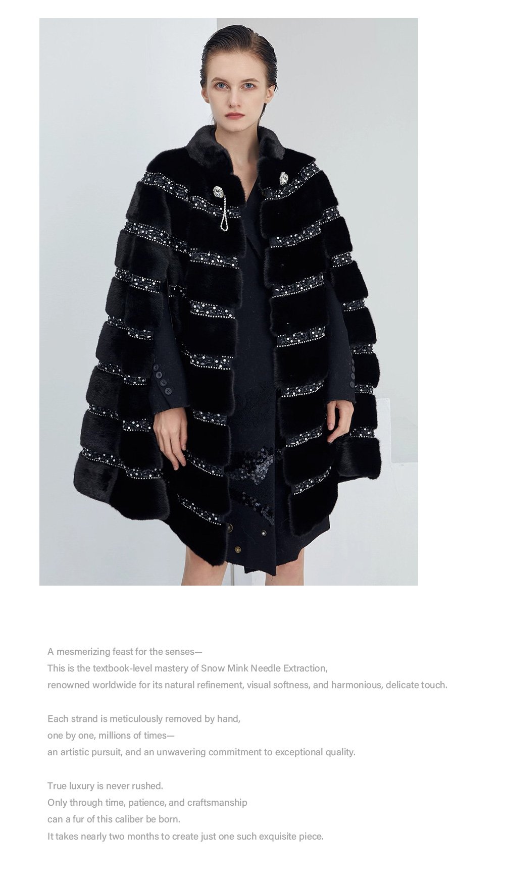 high end “love at first sight” imported full pelt mink fur shawl coat for women — new fashion mink fur outerwear