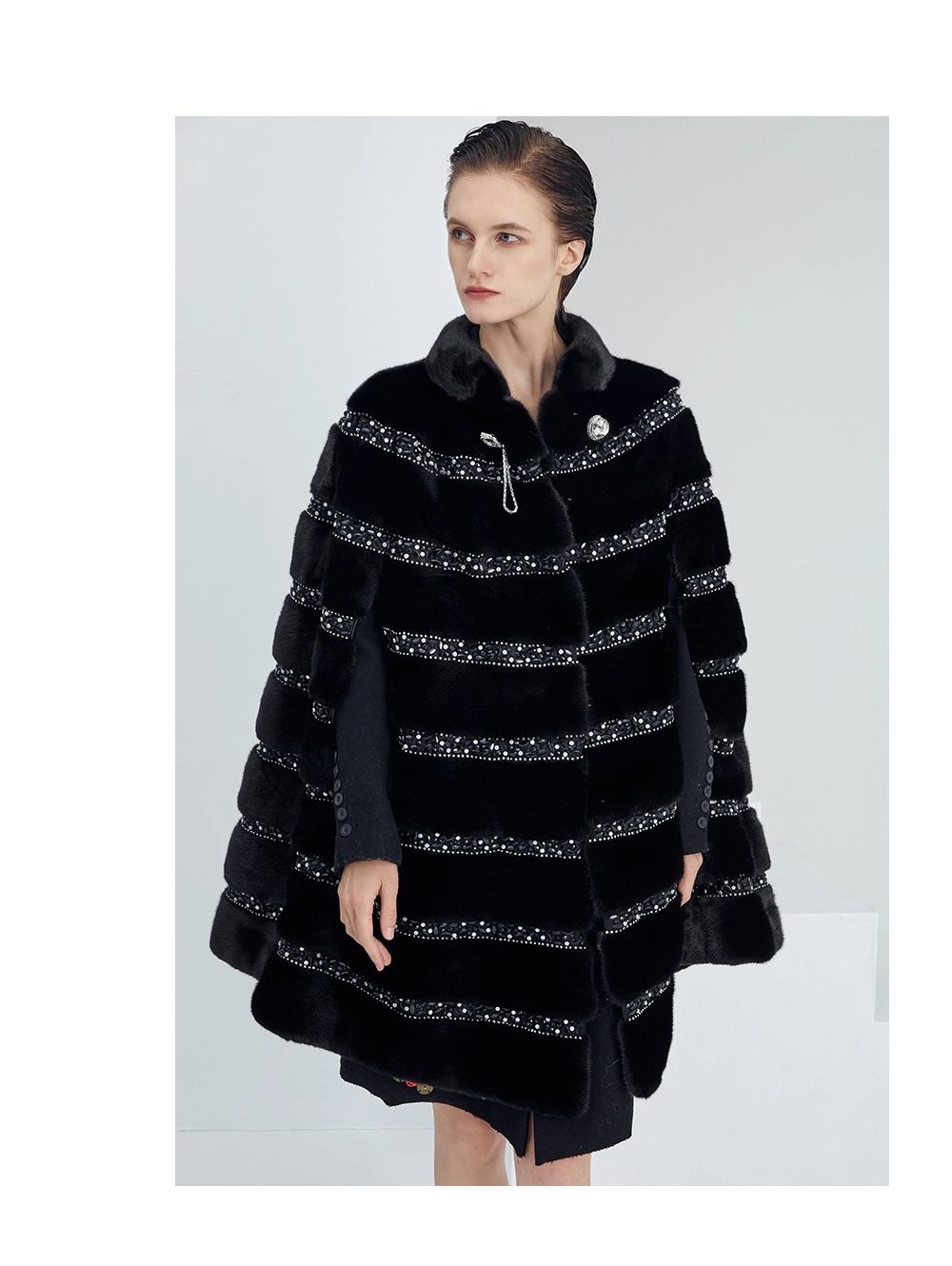 high end “love at first sight” imported full pelt mink fur shawl coat for women — new fashion mink fur outerwear