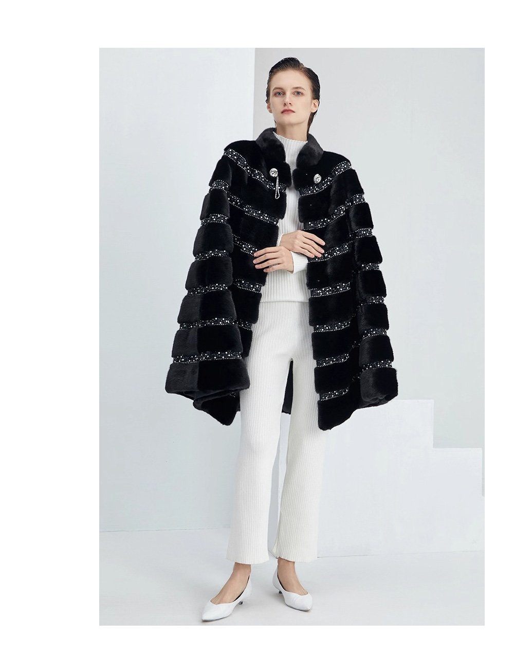 high end “love at first sight” imported full pelt mink fur shawl coat for women — new fashion mink fur outerwear