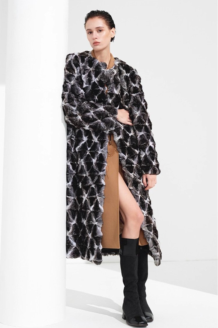 original imported blue purple chinchilla fur coat for women — natural color long coat, 2025 new winter collection