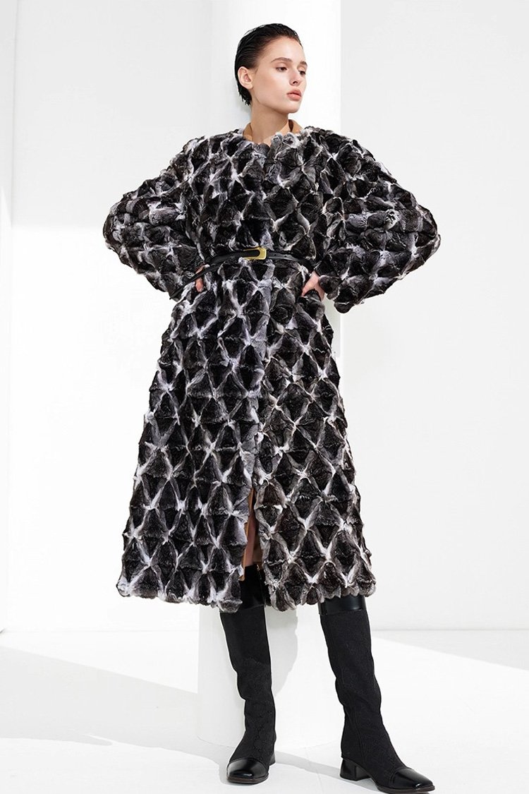 original imported blue purple chinchilla fur coat for women — natural color long coat, 2025 new winter collection