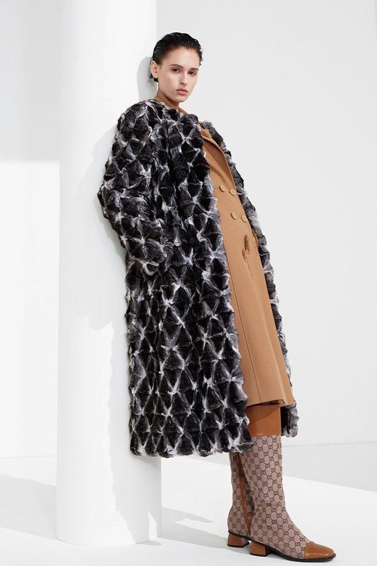 original imported blue purple chinchilla fur coat for women — natural color long coat, 2025 new winter collection