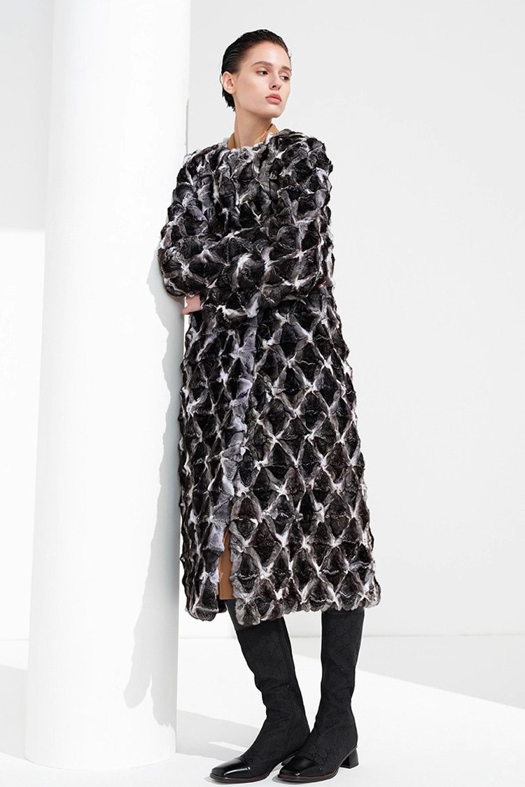 original imported blue purple chinchilla fur coat for women — natural color long coat, 2025 new winter collection