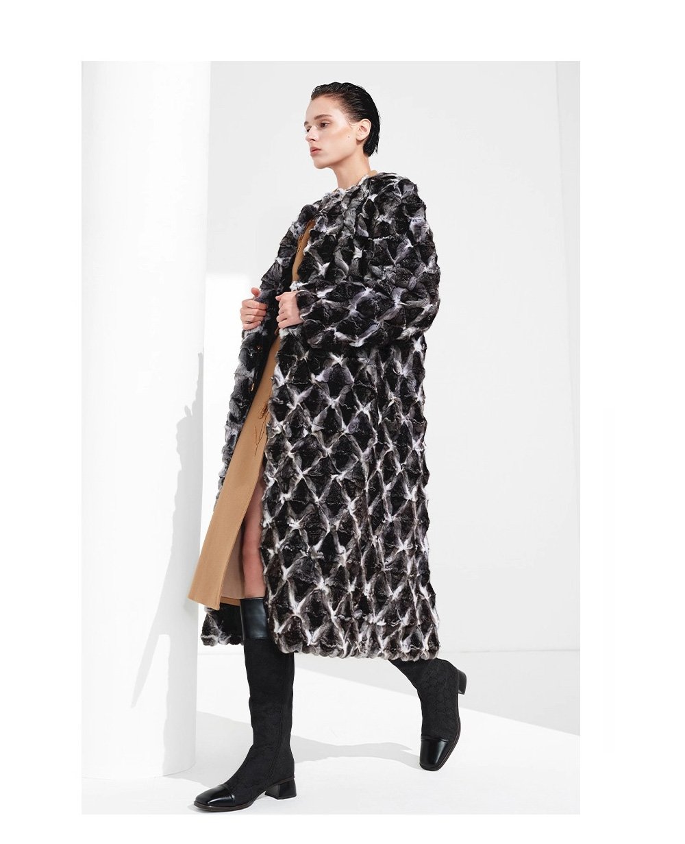 original imported blue purple chinchilla fur coat for women — natural color long coat, 2025 new winter collection