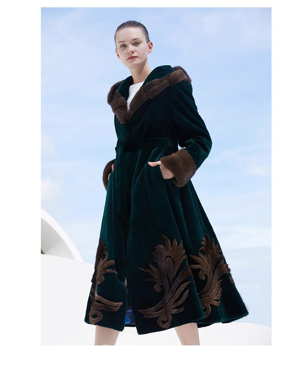 women’s imported full pelt american mink fur coat — over knee long style, 2025 new winter collection
